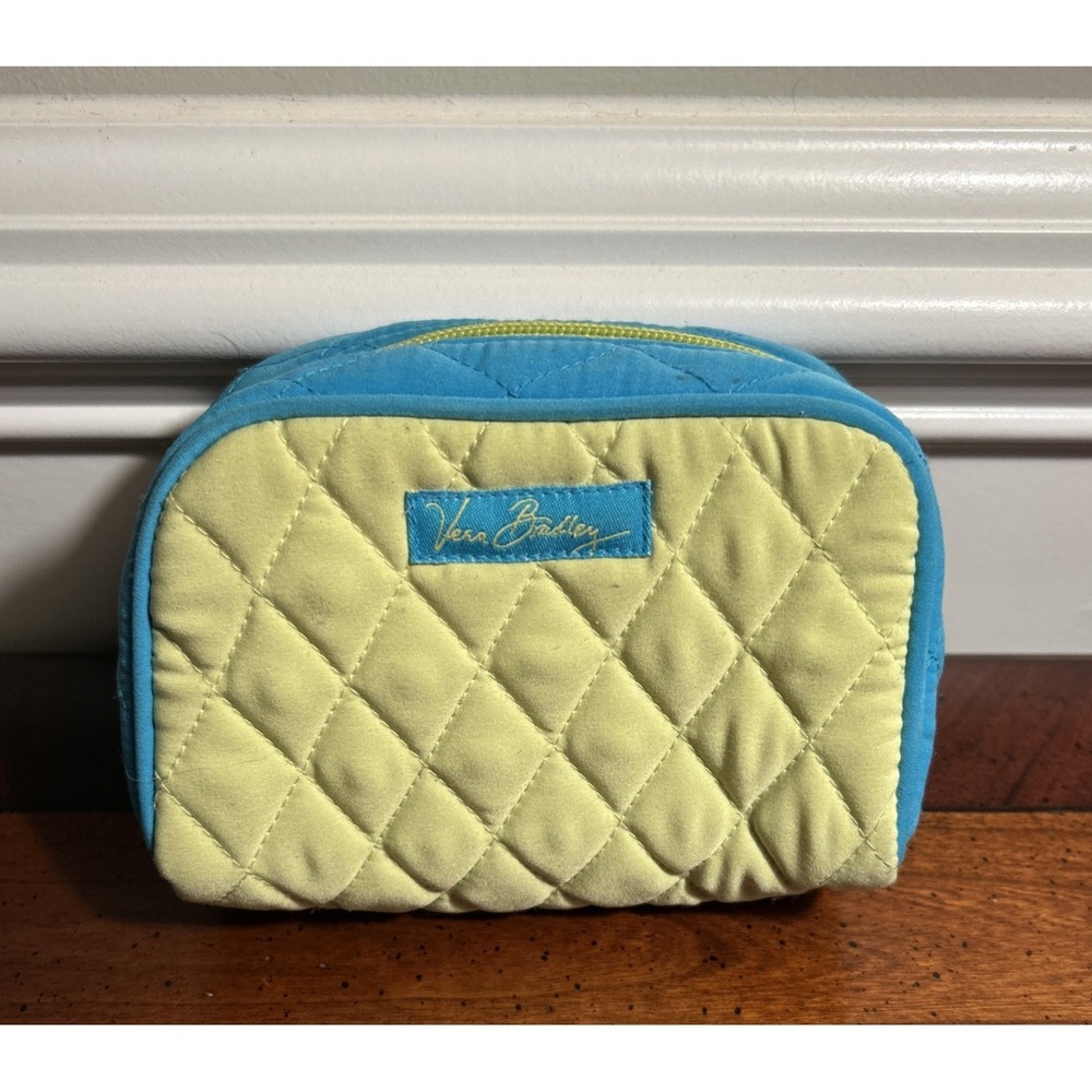 Retired Vera Bradley Key Lime with Turquoise  Small Cosmetic bag, 5x4x2 P18